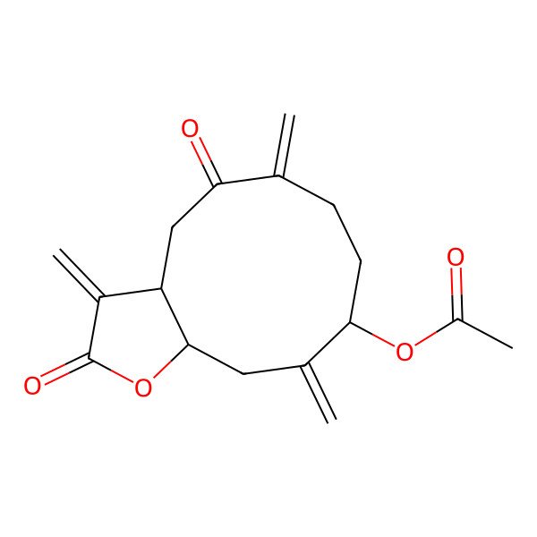 2D Structure of (3,6,10-trimethylidene-2,5-dioxo-4,7,8,9,11,11a-hexahydro-3aH-cyclodeca[b]furan-9-yl) acetate