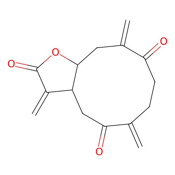 2D Structure of 3,6,10-Trimethylidene-3a,4,7,8,11,11a-hexahydrocyclodeca[b]furan-2,5,9-trione