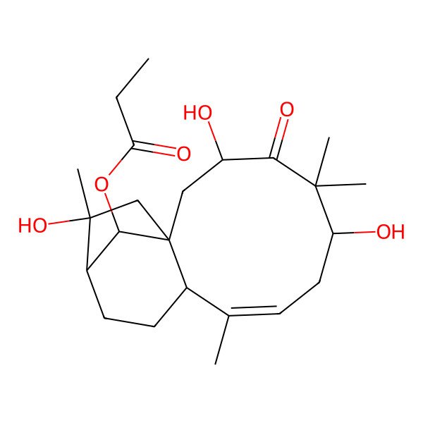 2D Structure of (3,6,14-Trihydroxy-5,5,9,14-tetramethyl-4-oxo-16-tricyclo[11.2.1.01,10]hexadec-8-enyl) propanoate