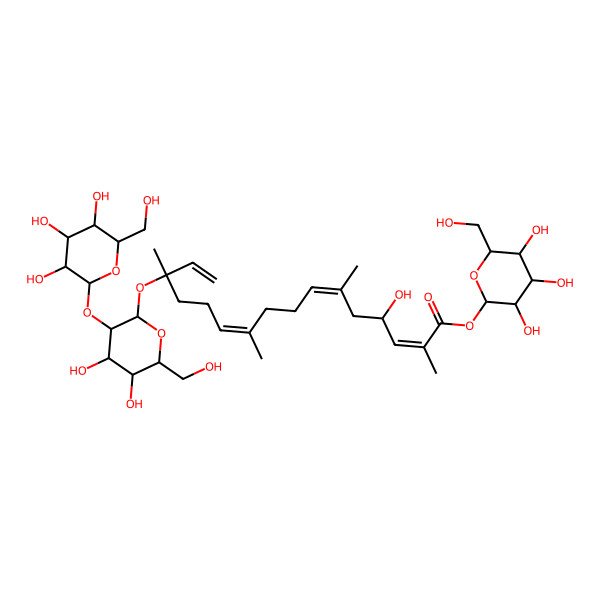 2D Structure of [3,4,5-Trihydroxy-6-(hydroxymethyl)oxan-2-yl] 14-[4,5-dihydroxy-6-(hydroxymethyl)-3-[3,4,5-trihydroxy-6-(hydroxymethyl)oxan-2-yl]oxyoxan-2-yl]oxy-4-hydroxy-2,6,10,14-tetramethylhexadeca-2,6,10,15-tetraenoate