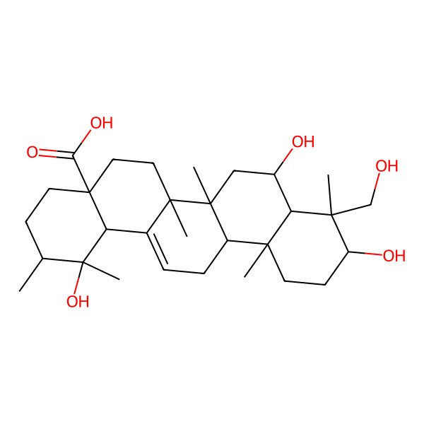 2D Structure of 3,6,19,23-Tetrahydroxy-12-ursen-28-oic acid