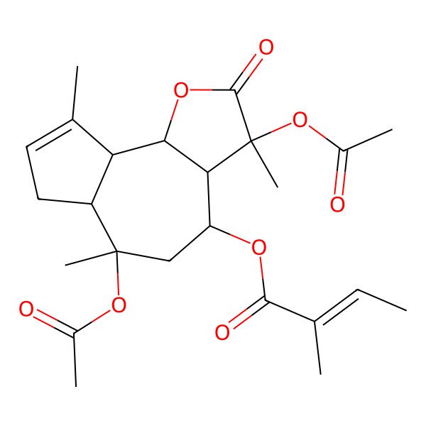 2D Structure of [(3S,3aR,4S,6S,6aS,9aS,9bR)-3,6-diacetyloxy-3,6,9-trimethyl-2-oxo-4,5,6a,7,9a,9b-hexahydro-3aH-azuleno[4,5-b]furan-4-yl] (Z)-2-methylbut-2-enoate