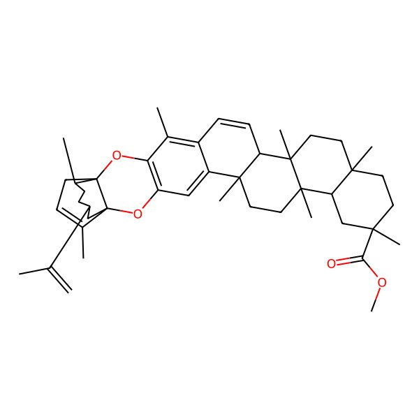 2D Structure of methyl (1R,6R,9S,12R,15S,18R,26R)-6,9,12,15,18,23,27,32-octamethyl-30-prop-1-en-2-yl-2,25-dioxaoctacyclo[24.5.3.01,26.03,24.05,22.06,19.09,18.010,15]tetratriaconta-3(24),4,20,22,32-pentaene-12-carboxylate