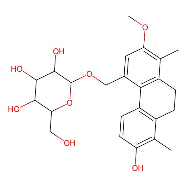 2D Structure of 2-[(7-Hydroxy-2-methoxy-1,8-dimethyl-9,10-dihydrophenanthren-4-yl)methoxy]-6-(hydroxymethyl)oxane-3,4,5-triol