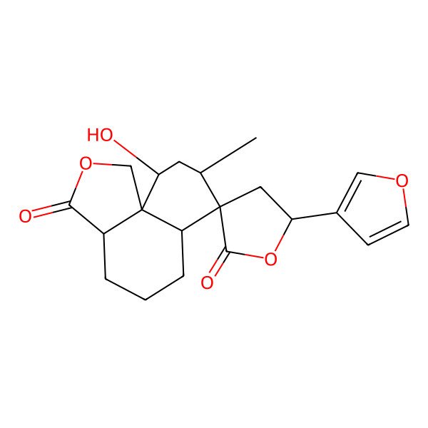 2D Structure of (3aR,5'S,6aS,7R,8S,10R,10aR)-5'-(furan-3-yl)-10-hydroxy-8-methylspiro[3a,4,5,6,6a,8,9,10-octahydro-1H-benzo[d][2]benzofuran-7,3'-oxolane]-2',3-dione