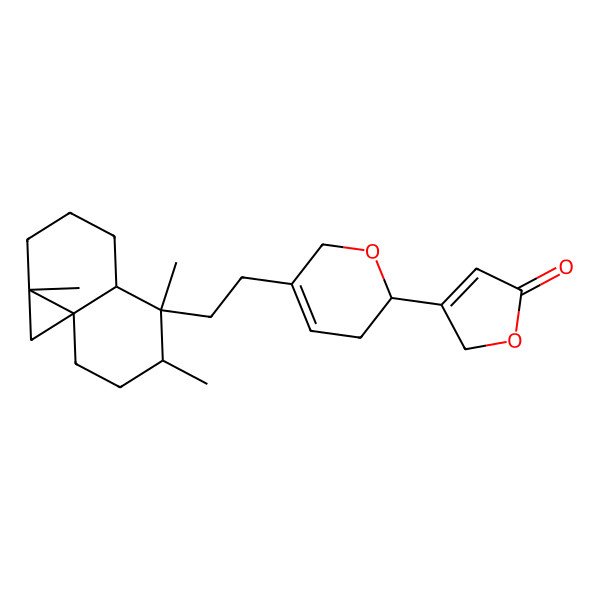2D Structure of 3-[5-[2-(1a,5,6-trimethyl-1,2,3,4,4a,6,7,8-octahydrocyclopropa[e]naphthalen-5-yl)ethyl]-3,6-dihydro-2H-pyran-2-yl]-2H-furan-5-one