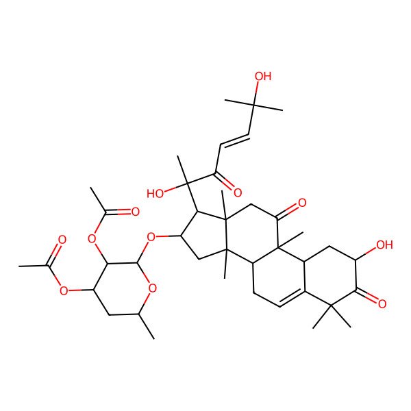 2D Structure of [3-acetyloxy-2-[[17-(2,6-dihydroxy-6-methyl-3-oxohept-4-en-2-yl)-2-hydroxy-4,4,9,13,14-pentamethyl-3,11-dioxo-2,7,8,10,12,15,16,17-octahydro-1H-cyclopenta[a]phenanthren-16-yl]oxy]-6-methyloxan-4-yl] acetate