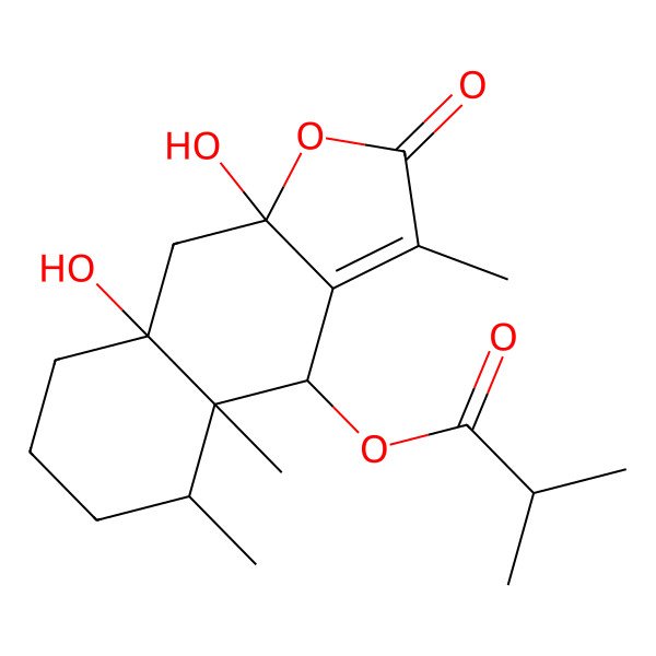 2D Structure of (8a,9a-Dihydroxy-3,4a,5-trimethyl-2-oxo-4,5,6,7,8,9-hexahydrobenzo[f][1]benzofuran-4-yl) 2-methylpropanoate