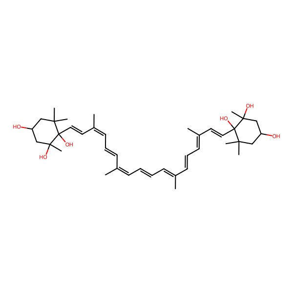 2D Structure of (1S,2S,4S)-2,6,6-trimethyl-1-[(1E,3E,5E,7E,9E,11E,13E,15E,17E)-3,7,12,16-tetramethyl-18-[(1S,2S,4S)-1,2,4-trihydroxy-2,6,6-trimethylcyclohexyl]octadeca-1,3,5,7,9,11,13,15,17-nonaenyl]cyclohexane-1,2,4-triol