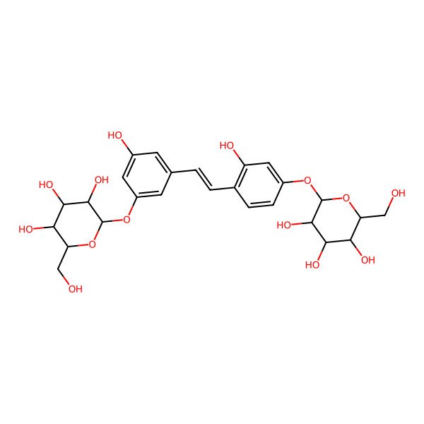 2D Structure of (3R,4S,5S,6R)-2-[3-hydroxy-4-[(Z)-2-[3-hydroxy-5-[(3R,4S,5S,6R)-3,4,5-trihydroxy-6-(hydroxymethyl)oxan-2-yl]oxyphenyl]ethenyl]phenoxy]-6-(hydroxymethyl)oxane-3,4,5-triol