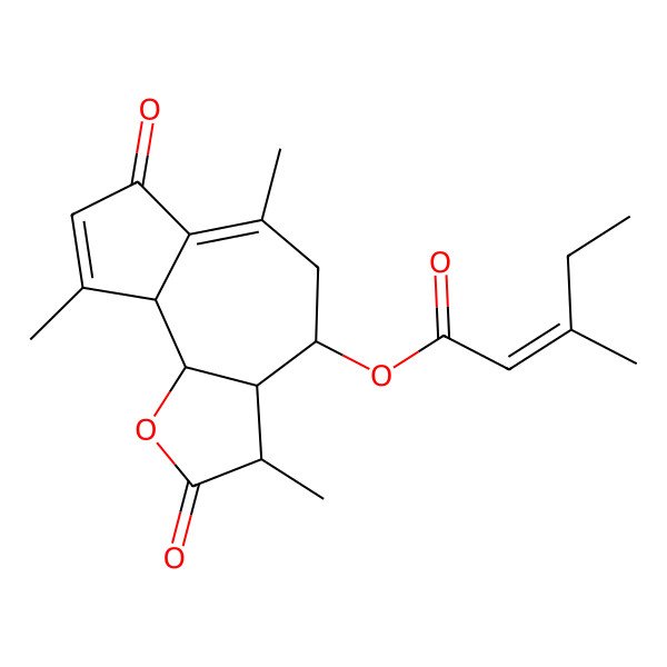2D Structure of [(3R,3aS,4R,9aS,9bS)-3,6,9-trimethyl-2,7-dioxo-3,3a,4,5,9a,9b-hexahydroazuleno[4,5-b]furan-4-yl] (E)-3-methylpent-2-enoate