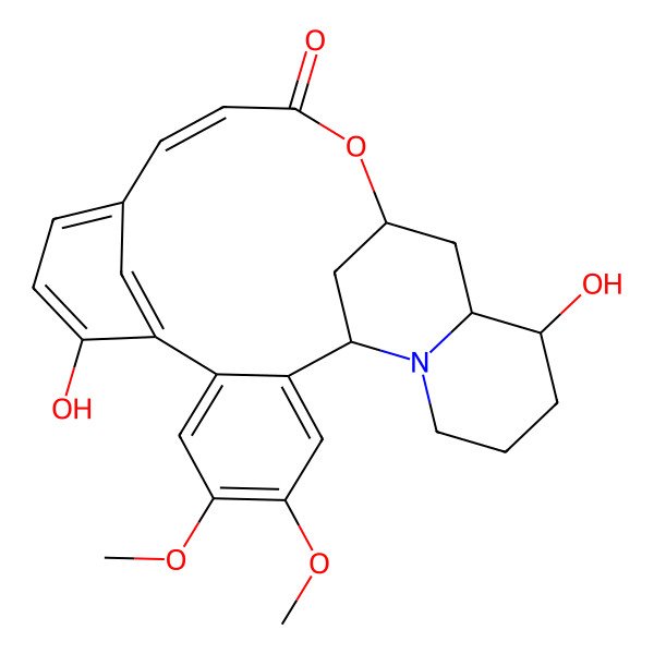 2D Structure of 9,20-Dihydroxy-4,5-dimethoxy-16-oxa-24-azapentacyclo[15.7.1.18,12.02,7.019,24]hexacosa-2,4,6,8,10,12(26),13-heptaen-15-one