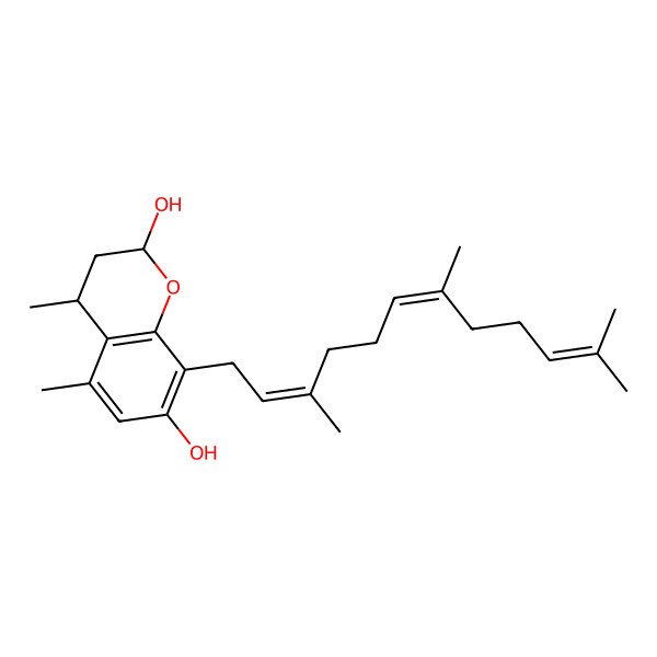 2D Structure of (2R,4R)-4,5-dimethyl-8-[(2E,6E)-3,7,11-trimethyldodeca-2,6,10-trienyl]-3,4-dihydro-2H-chromene-2,7-diol