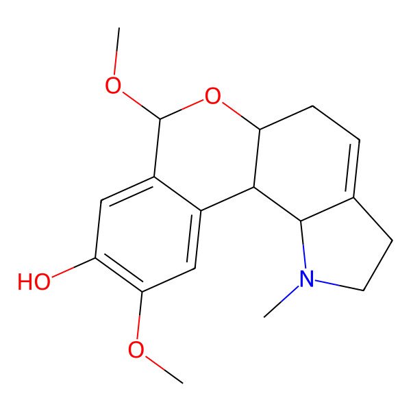 2D Structure of (5aR,7S,11bS,11cS)-7,10-dimethoxy-1-methyl-3,5,5a,7,11b,11c-hexahydro-2H-isochromeno[3,4-g]indol-9-ol