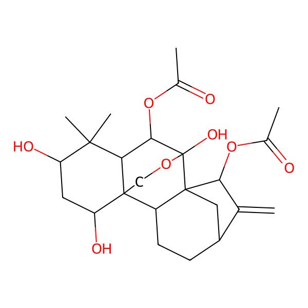 2D Structure of [(1S,2S,5R,7R,8S,9S,10S,11R,13S,15R)-7-acetyloxy-9,13,15-trihydroxy-12,12-dimethyl-6-methylidene-17-oxapentacyclo[7.6.2.15,8.01,11.02,8]octadecan-10-yl] acetate