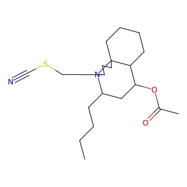 2D Structure of [5-butyl-3-(thiocyanatomethyl)-2,3,5,6,7,7a,8,9,10,11-decahydro-1H-pyrrolo[2,1-j]quinolin-7-yl] acetate