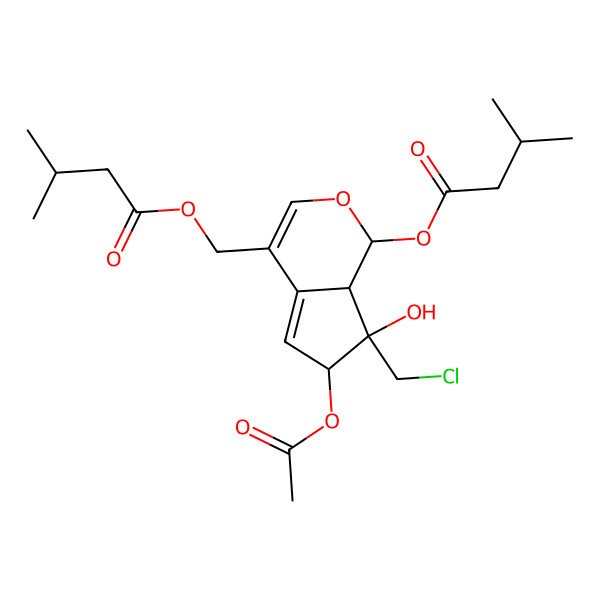 2D Structure of [(1S,6S,7S,7aS)-6-acetyloxy-7-(chloromethyl)-7-hydroxy-1-(3-methylbutanoyloxy)-6,7a-dihydro-1H-cyclopenta[c]pyran-4-yl]methyl 3-methylbutanoate