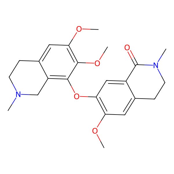 2D Structure of 7-[(6,7-dimethoxy-2-methyl-3,4-dihydro-1H-isoquinolin-8-yl)oxy]-6-methoxy-2-methyl-3,4-dihydroisoquinolin-1-one