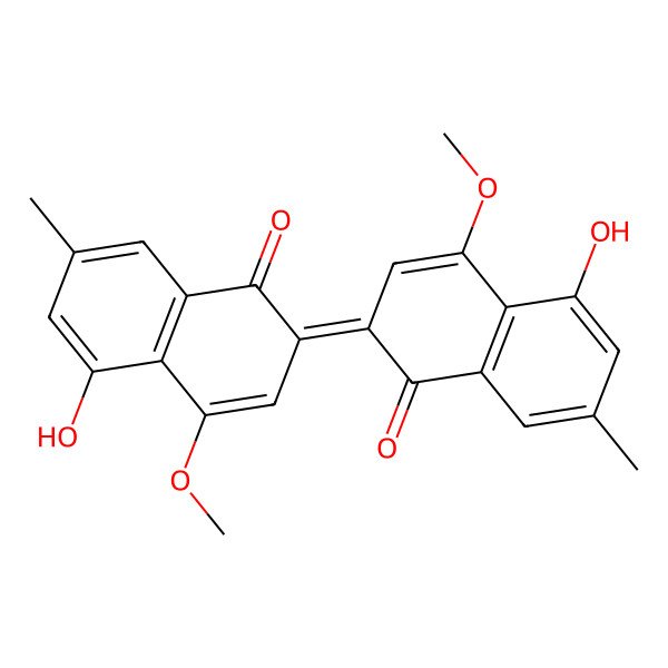 2D Structure of 5-Hydroxy-2-(5-hydroxy-4-methoxy-7-methyl-1-oxonaphthalen-2-ylidene)-4-methoxy-7-methylnaphthalen-1-one