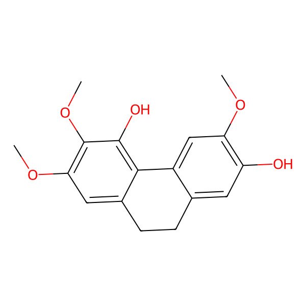 2D Structure of 3,6,7-Trimethoxy-9,10-dihydrophenanthrene-2,5-diol 2D Structure of 3,6,7-Trimethoxy-9,10-dihydrophenanthrene-2,5-diol
