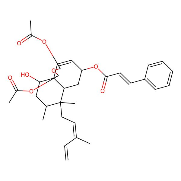 2D Structure of [(1R,3R,5S,6aS,7R,8R,10S,10aS)-1,3-diacetyloxy-10-hydroxy-7,8-dimethyl-7-[(2E)-3-methylpenta-2,4-dienyl]-1,3,5,6,6a,8,9,10-octahydrobenzo[d][2]benzofuran-5-yl] (E)-3-phenylprop-2-enoate