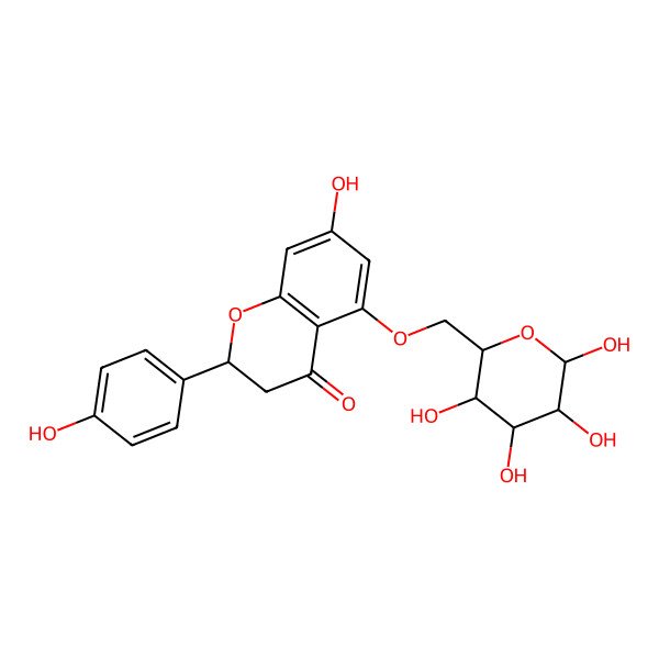 2D Structure of (2S)-7-hydroxy-2-(4-hydroxyphenyl)-5-[[(2R,3S,4S,5R)-3,4,5,6-tetrahydroxyoxan-2-yl]methoxy]-2,3-dihydrochromen-4-one