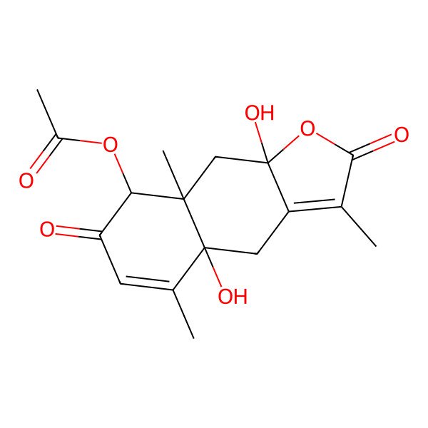 2D Structure of [(4aR,8S,8aS,9aS)-4a,9a-dihydroxy-3,5,8a-trimethyl-2,7-dioxo-8,9-dihydro-4H-benzo[f][1]benzofuran-8-yl] acetate