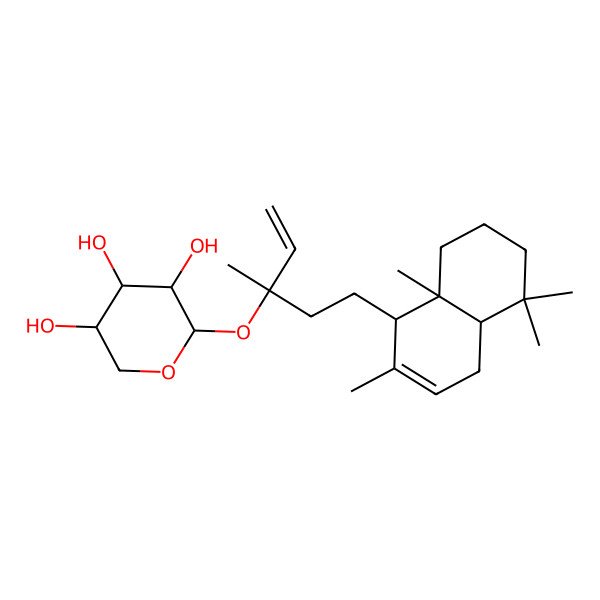 2D Structure of 2-[5-(2,5,5,8a-Tetramethyl-1,4,4a,6,7,8-hexahydronaphthalen-1-yl)-3-methylpent-1-en-3-yl]oxyoxane-3,4,5-triol