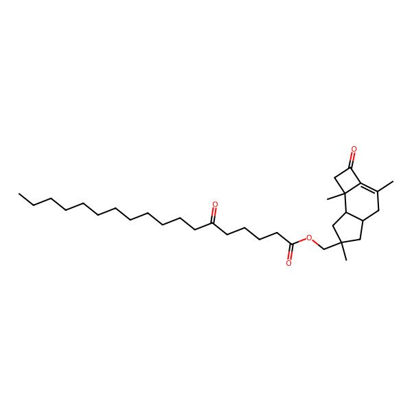 2D Structure of (3,6,7b-Trimethyl-2-oxo-1,4,4a,5,7,7a-hexahydrocyclobuta[e]inden-6-yl)methyl 6-oxooctadecanoate