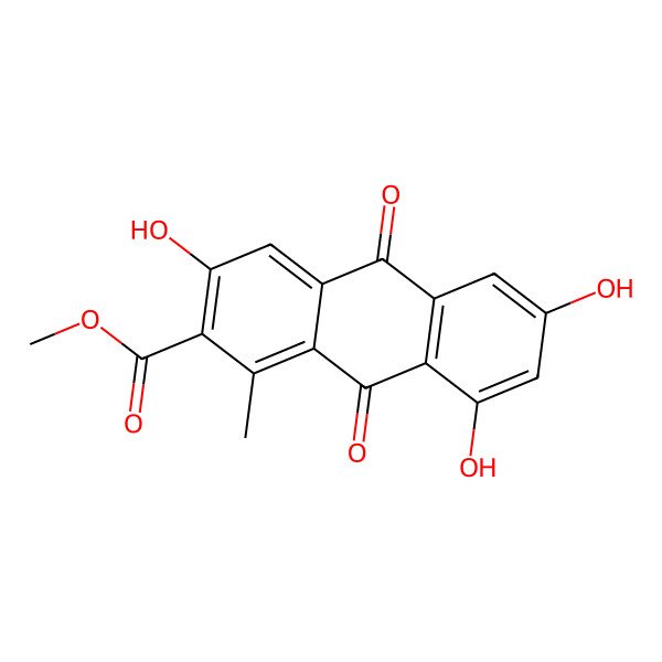 2D Structure of 3,6,8-Trihydroxy-1-methylanthraquinone-2-carboxylic acid methyl ester