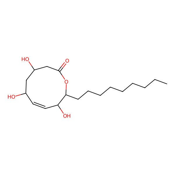 2D Structure of 3,6,8-Trihydroxy-2-nonyl-2,3,6,7,8,9-hexahydrooxecin-10-one