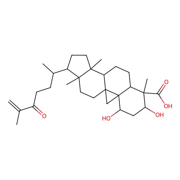 2D Structure of (1S,3S,4S,6S,7S,8R,11S,12S,15R,16R)-4,6-dihydroxy-7,12,16-trimethyl-15-[(2R)-6-methyl-5-oxohept-6-en-2-yl]pentacyclo[9.7.0.01,3.03,8.012,16]octadecane-7-carboxylic acid