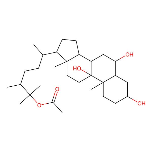 2D Structure of 3,6,9-Trihydroxyergostan-25-yl acetate
