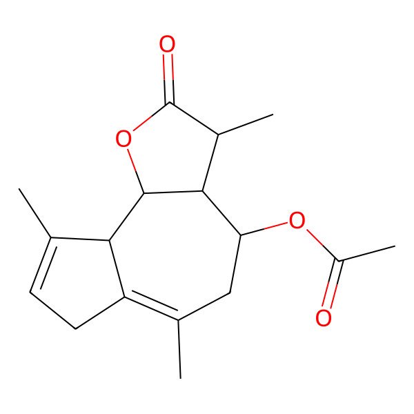 2D Structure of (3,6,9-trimethyl-2-oxo-3a,4,5,7,9a,9b-hexahydro-3H-azuleno[4,5-b]furan-4-yl) acetate