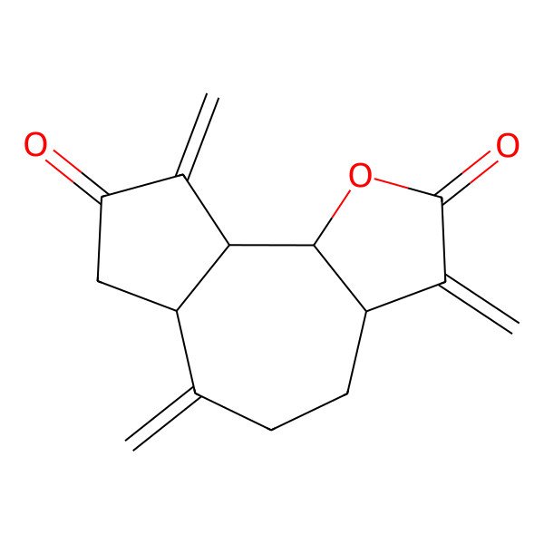 2D Structure of 3,6,9-trimethylidene-4,5,6a,7,9a,9b-hexahydro-3aH-azuleno[4,5-b]furan-2,8-dione