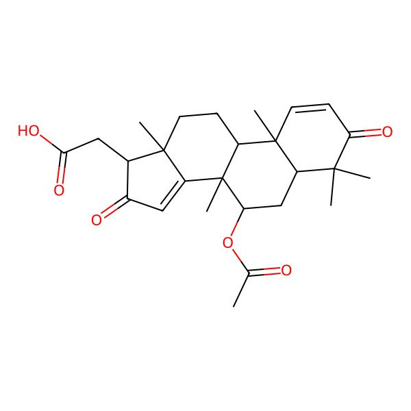 2D Structure of 2-[(5S,7R,8S,9R,10S,13S,17S)-7-acetyloxy-4,4,8,10,13-pentamethyl-3,16-dioxo-6,7,9,11,12,17-hexahydro-5H-cyclopenta[a]phenanthren-17-yl]acetic acid