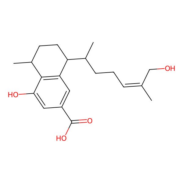 2D Structure of (5R,8S)-4-hydroxy-8-[(E,2S)-7-hydroxy-6-methylhept-5-en-2-yl]-5-methyl-5,6,7,8-tetrahydronaphthalene-2-carboxylic acid