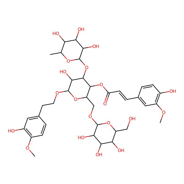 2D Structure of [5-Hydroxy-6-[2-(3-hydroxy-4-methoxyphenyl)ethoxy]-2-[[3,4,5-trihydroxy-6-(hydroxymethyl)oxan-2-yl]oxymethyl]-4-(3,4,5-trihydroxy-6-methyloxan-2-yl)oxyoxan-3-yl] 3-(4-hydroxy-3-methoxyphenyl)prop-2-enoate