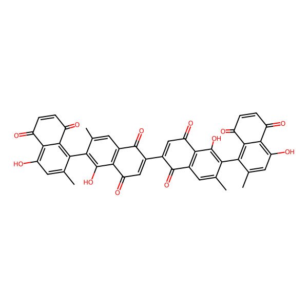 2D Structure of 5-Hydroxy-2-[5-hydroxy-6-(4-hydroxy-2-methyl-5,8-dioxonaphthalen-1-yl)-7-methyl-1,4-dioxonaphthalen-2-yl]-6-(4-hydroxy-2-methyl-5,8-dioxonaphthalen-1-yl)-7-methylnaphthalene-1,4-dione