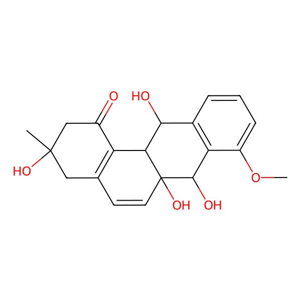 2D Structure of 3,6a,7,12-tetrahydroxy-8-methoxy-3-methyl-4,7,12,12a-tetrahydro-2H-benzo[a]anthracen-1-one