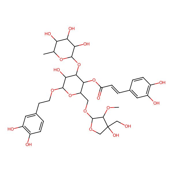 2D Structure of [6-[2-(3,4-Dihydroxyphenyl)ethoxy]-5-hydroxy-2-[[4-hydroxy-4-(hydroxymethyl)-3-methoxyoxolan-2-yl]oxymethyl]-4-(3,4,5-trihydroxy-6-methyloxan-2-yl)oxyoxan-3-yl] 3-(3,4-dihydroxyphenyl)prop-2-enoate