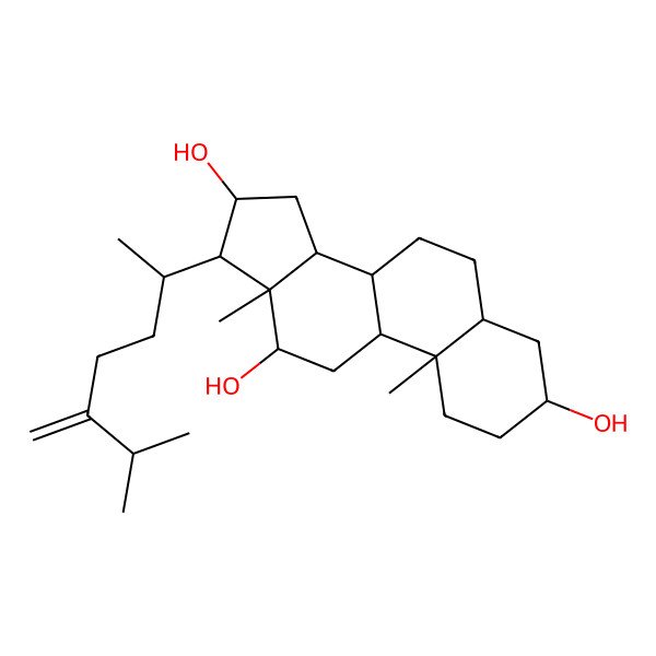 2D Structure of 10,13-dimethyl-17-(6-methyl-5-methylideneheptan-2-yl)-2,3,4,5,6,7,8,9,11,12,14,15,16,17-tetradecahydro-1H-cyclopenta[a]phenanthrene-3,12,16-triol