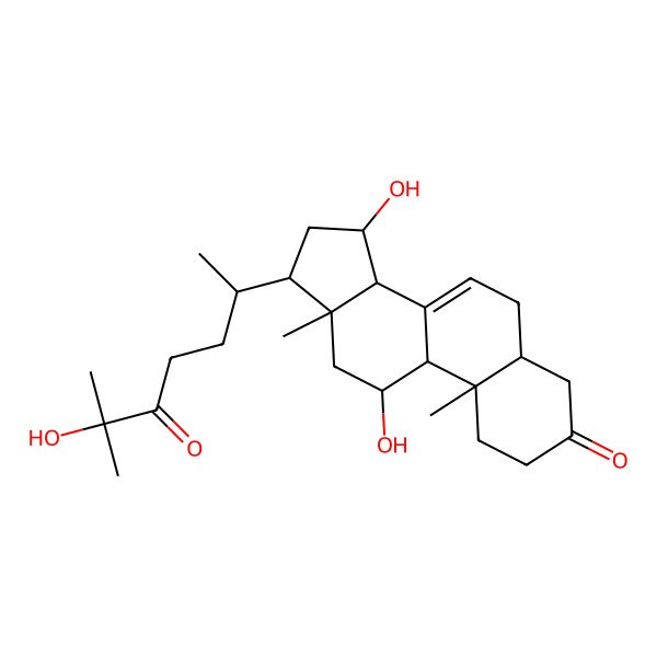 2D Structure of (5S,9R,10S,11R,13R,14R,15S,17R)-11,15-dihydroxy-17-[(2S)-6-hydroxy-6-methyl-5-oxoheptan-2-yl]-10,13-dimethyl-1,2,4,5,6,9,11,12,14,15,16,17-dodecahydrocyclopenta[a]phenanthren-3-one