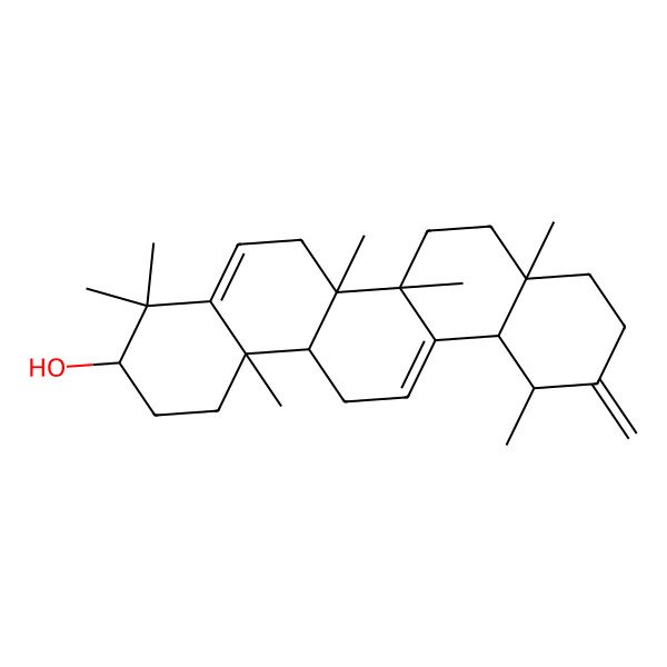 2D Structure of (3R,6aR,6bS,8aR,12S,12aS,14bR)-4,4,6a,6b,8a,12,14b-heptamethyl-11-methylidene-1,2,3,6,7,8,9,10,12,12a,14,14a-dodecahydropicen-3-ol
