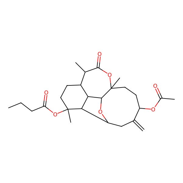 2D Structure of [(1S,2S,3R,4R,7R,8R,11S,14R,17S)-14-acetyloxy-4,8,11-trimethyl-15-methylidene-9-oxo-10,18-dioxatetracyclo[9.7.0.02,7.03,17]octadecan-4-yl] butanoate