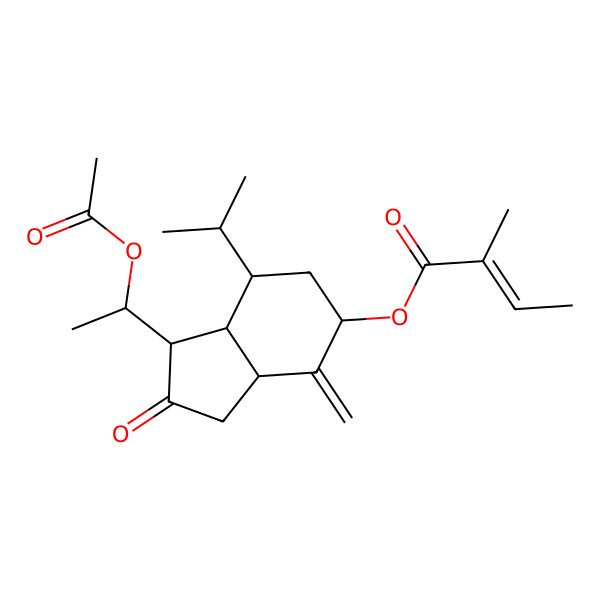 2D Structure of [1-(1-acetyloxyethyl)-4-methylidene-2-oxo-7-propan-2-yl-3,3a,5,6,7,7a-hexahydro-1H-inden-5-yl] 2-methylbut-2-enoate