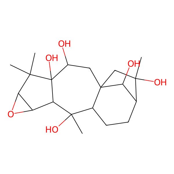 2D Structure of (1R,3S,4S,6R,8S,9S,10R,11S,14S,15S,17R)-5,5,10,15-tetramethyl-7-oxapentacyclo[12.2.1.01,11.04,9.06,8]heptadecane-3,4,10,15,17-pentol