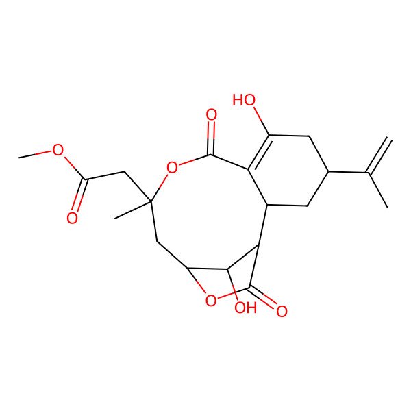 2D Structure of methyl 2-[(1S,2R,4S,10S,12R,15S)-6,15-dihydroxy-10-methyl-8,14-dioxo-4-prop-1-en-2-yl-9,13-dioxatricyclo[10.2.1.02,7]pentadec-6-en-10-yl]acetate