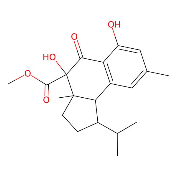 2D Structure of Methyl 4,6-dihydroxy-3a,8-dimethyl-5-oxo-1-propan-2-yl-1,2,3,9b-tetrahydrocyclopenta[a]naphthalene-4-carboxylate