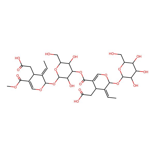 2D Structure of 2-[(3Z,4R)-2-[(3S,4R,5S,6S)-4-[(4R,5Z)-4-(carboxymethyl)-5-ethylidene-6-[(3S,4R,5R,6S)-3,4,5-trihydroxy-6-(hydroxymethyl)oxan-2-yl]oxy-4H-pyran-3-carbonyl]oxy-3,5-dihydroxy-6-(hydroxymethyl)oxan-2-yl]oxy-3-ethylidene-5-methoxycarbonyl-4H-pyran-4-yl]acetic acid